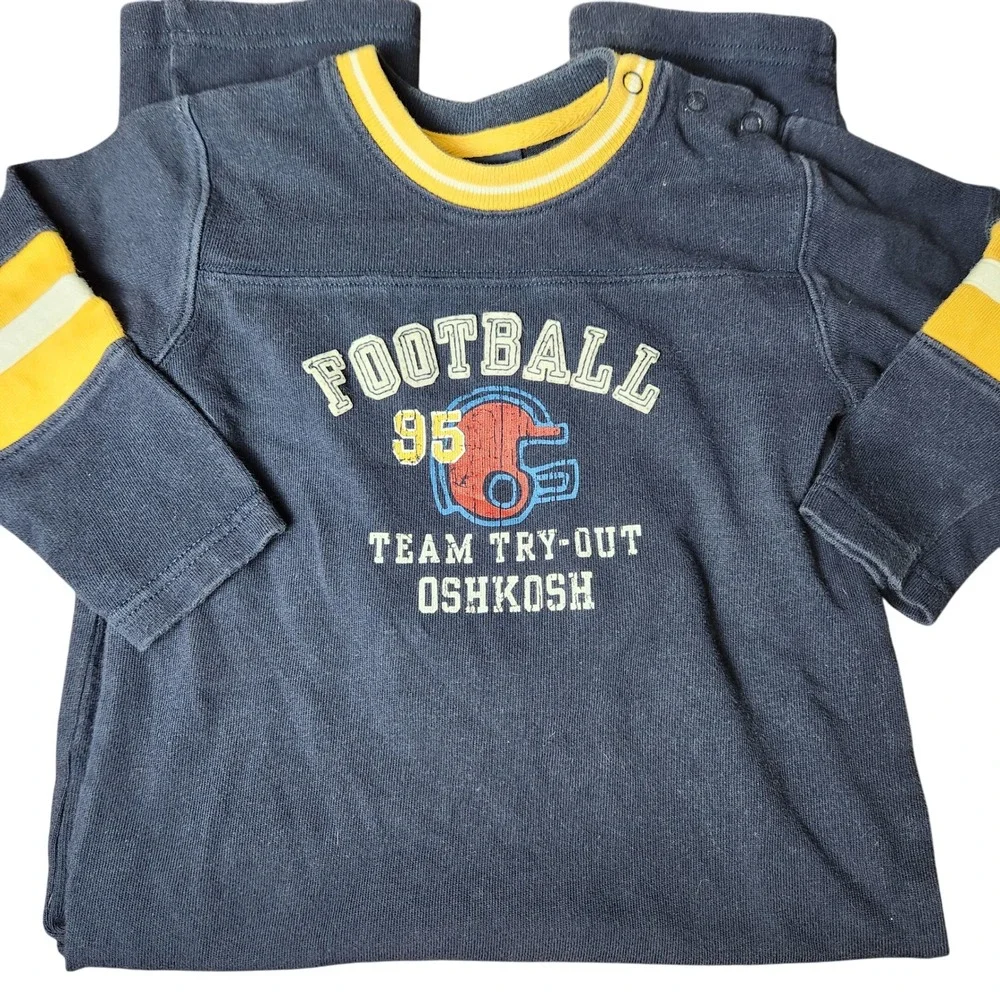 Vintage 90s Oshkosh Football one piece button snap suit‎ 36 months 3T Navy Blue